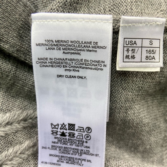 Brooks Bros. Gray Fleece grandma core extra fine merino wool sweater  SZ  S - Picture 6 of 8